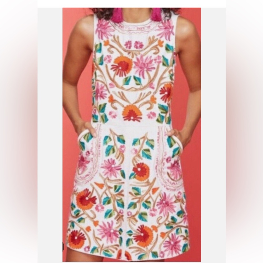 Roller Rabbit White Kuzu Embroidered KIKI Dress Size XS NWT